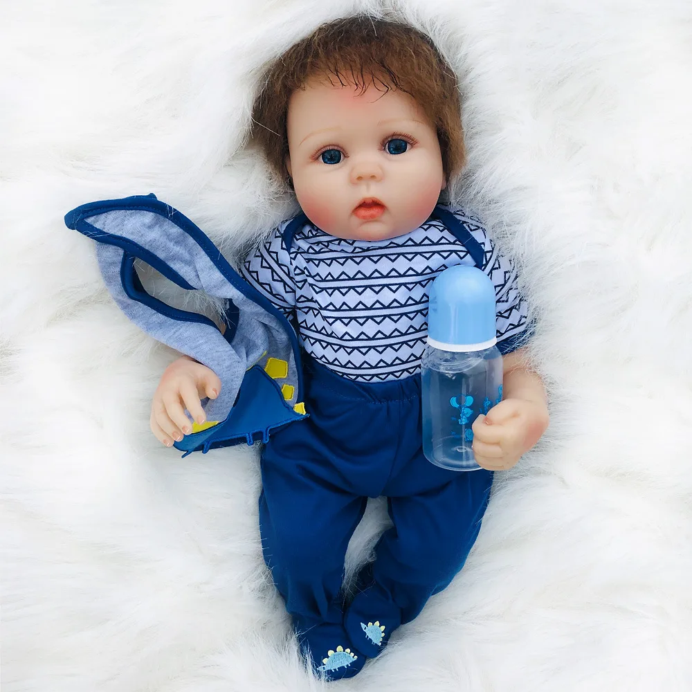 Style 22 Inch Reborn Baby Doll Soft Silicone Touch Real Cosplay Gray Rat Boy with Rooted Mohair Baby Doll New Desi
