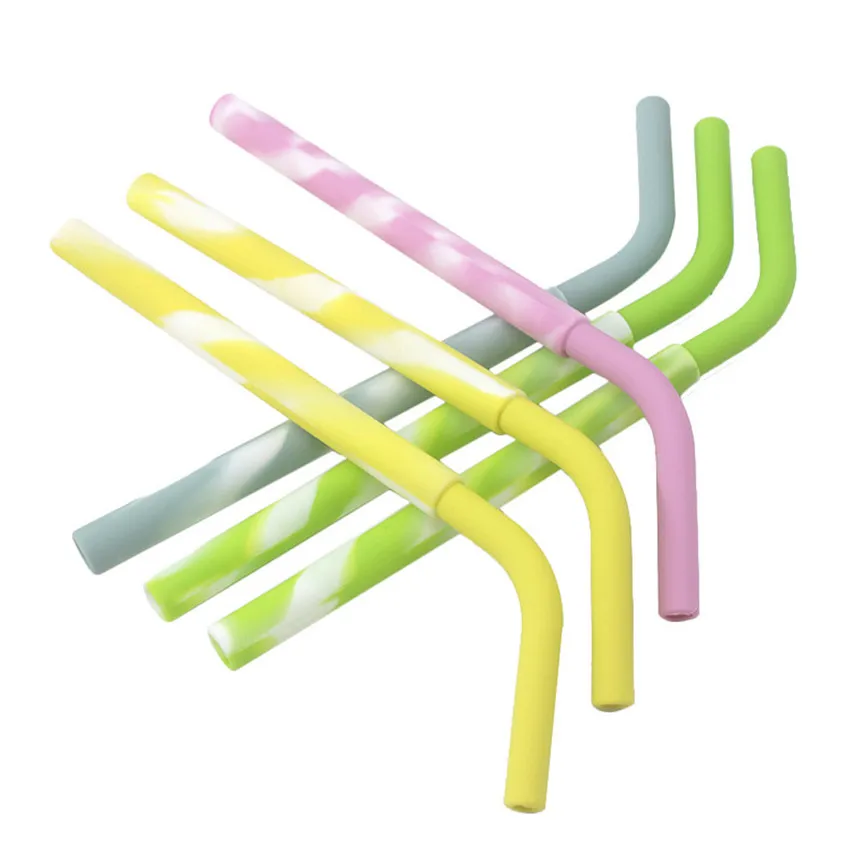 Wholesale Long Slender Foldable Rubber Straw Soft Silicone Straw