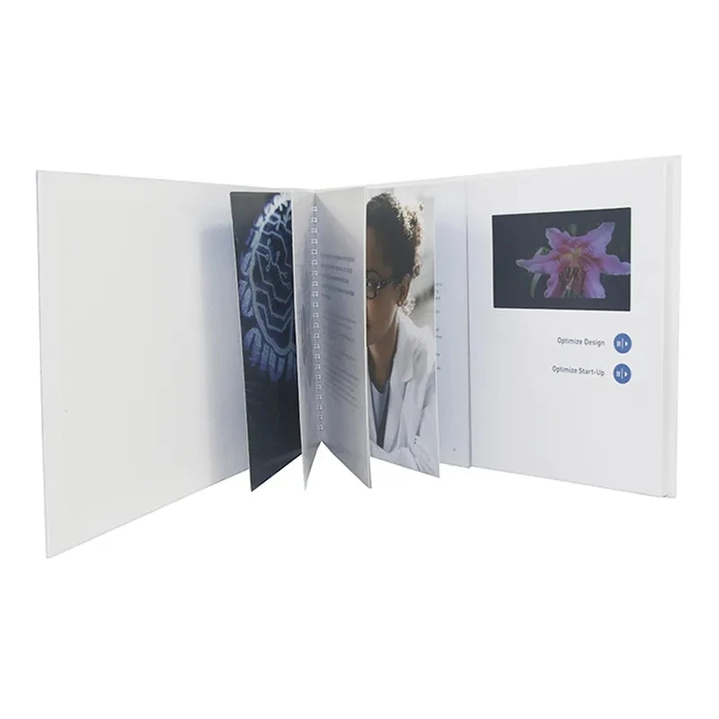 Custom Video Brochure 7 Inch Lcd Screen Wedding Video Book Business Video Booklet