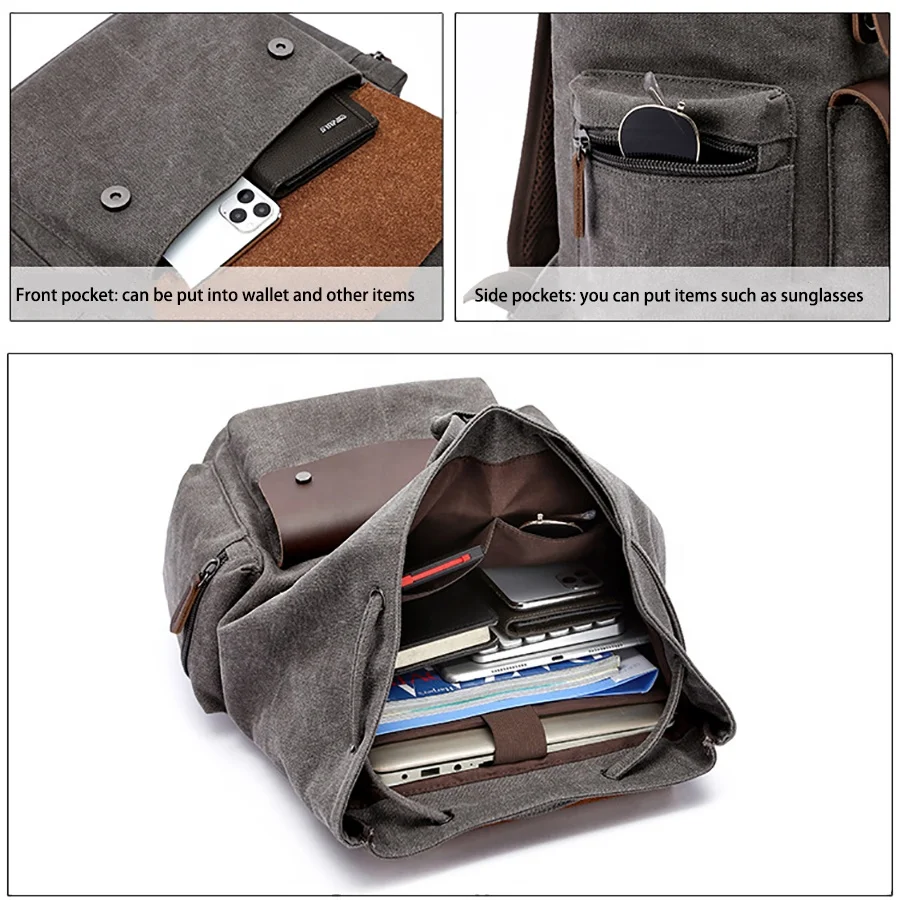 ZUOLUNDUO Fashion Wear Resistant Canvas Rucksack Backpack For Outdoor Travel Laptop Backpack For College School Backpack Unisex