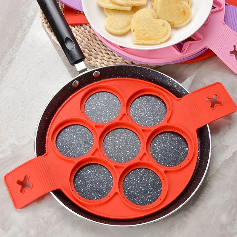 Кухонная утварь из пищевого силикона, устойчивая к высоким температурам, антипригарная силиконовая форма для яиц, кольцо для яиц с ручкой