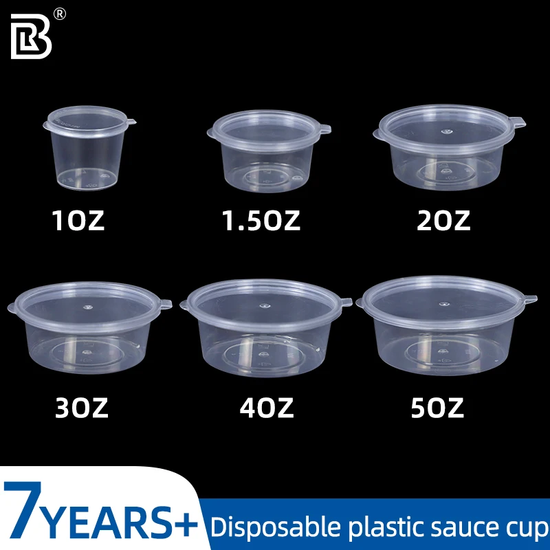 Wholesale Custom Biodegradable Sauce Plastic Cups PP Disposable Plastic Sauce Cup With Hinged Lid