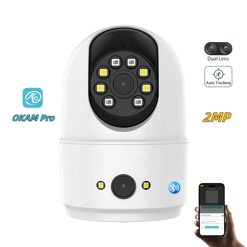 2024 OEM Indoor Camera Baby Monitor WiFi Camera Dual lens Views Rotation Wireless Color Night HD Smart Home Security Camera Ip
