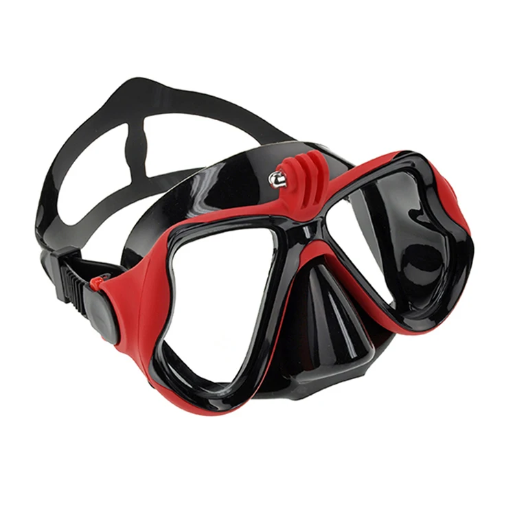 Tempered Glass Lens Snorkel Goggles Scuba Diving Face Mask With Go pro Camera Mount