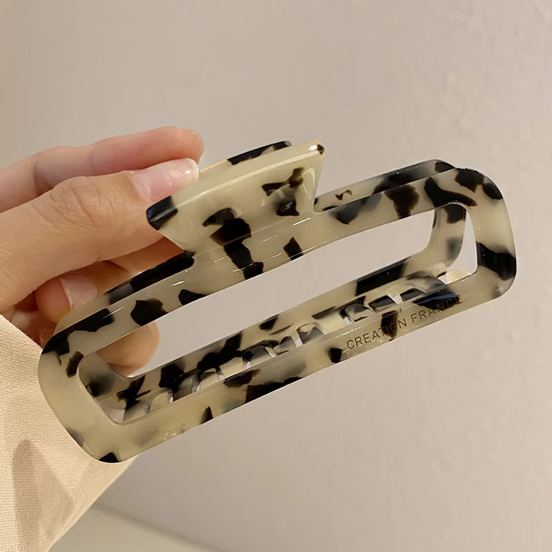 French Acetate Hair Clip Large Hollow Square Hairpin High Grade Black Hairpin Back Head Plate Hairpin Shark Clip