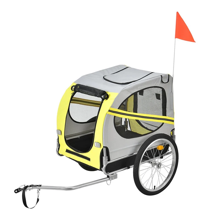 Bike Pet Trailer  For Small and Large Dogs, Folding Frame Carrier, Quick Release Wheels, Universal Bicycle Coupler, Adjustable