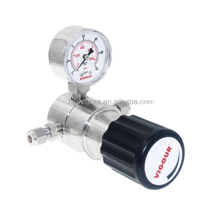 Single stage high purity gas fixed pressure gauge adjustable gas pressure regulator