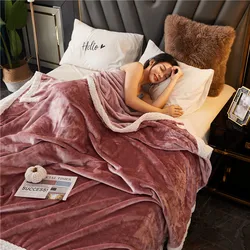 Triple layer lamb fleece blanket thickened coral flanges fleece winter air conditioning blanket