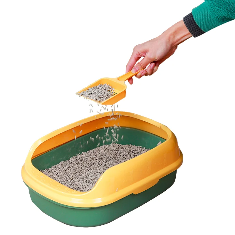 Wholesale high quality semi enclosed plastic cat litter box with cat litter shovel splash proof cat litter box