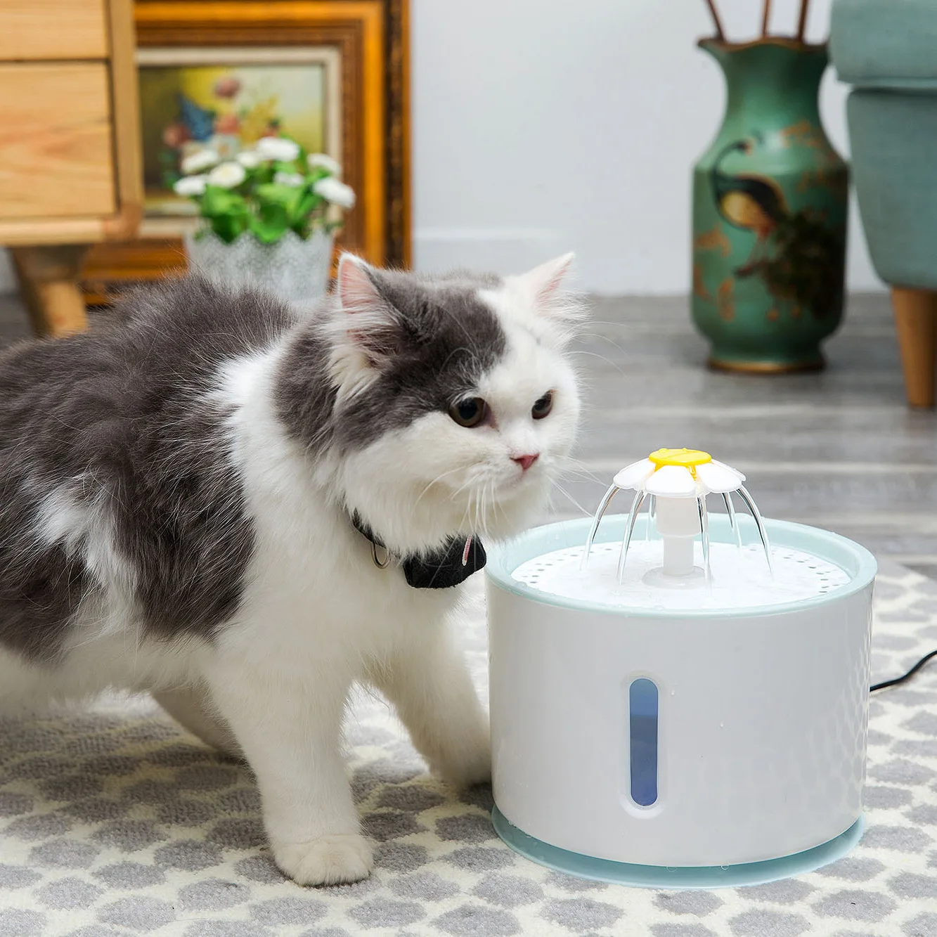 C&C Cat Water Fountain Automatic Stainless Steel Pet Dog Dispenser Ultra-quiet Pump for Cats Dogs