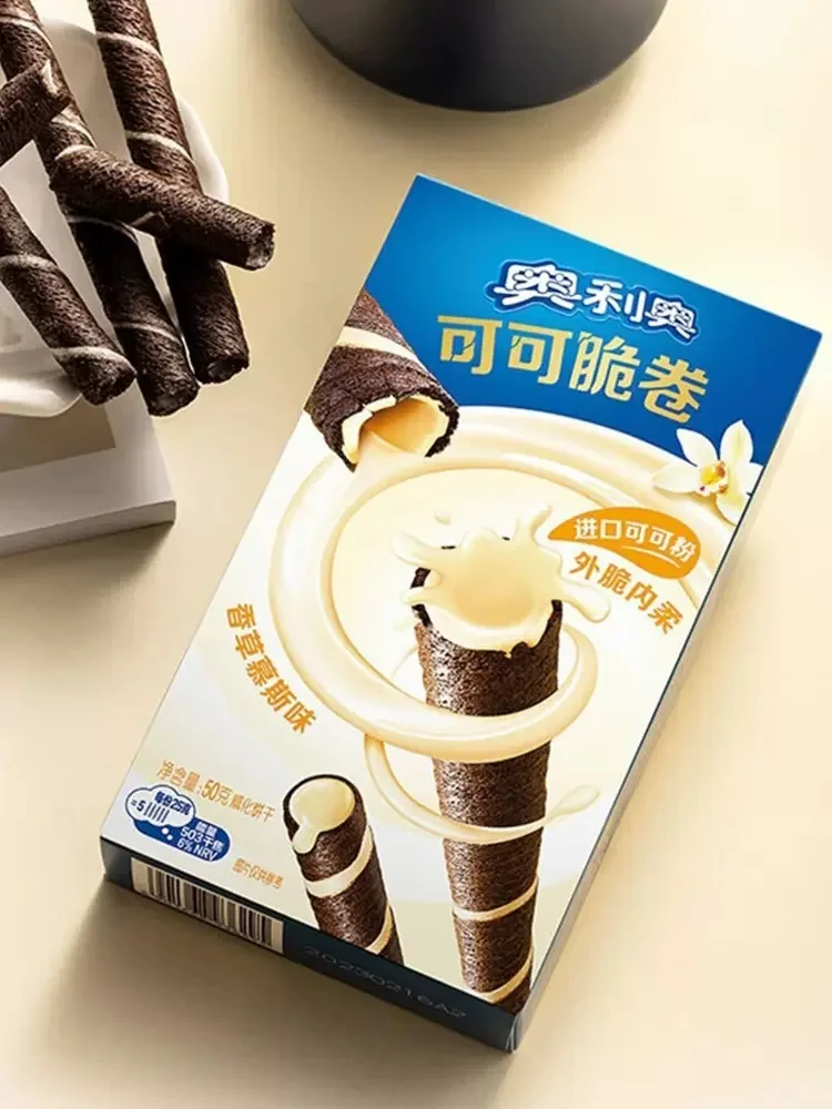 Wholesale Oreo50g Crispy Roll Wafer Exotic Asian snacks Instant food Oreos Biscuits Sweet Cookies for kids