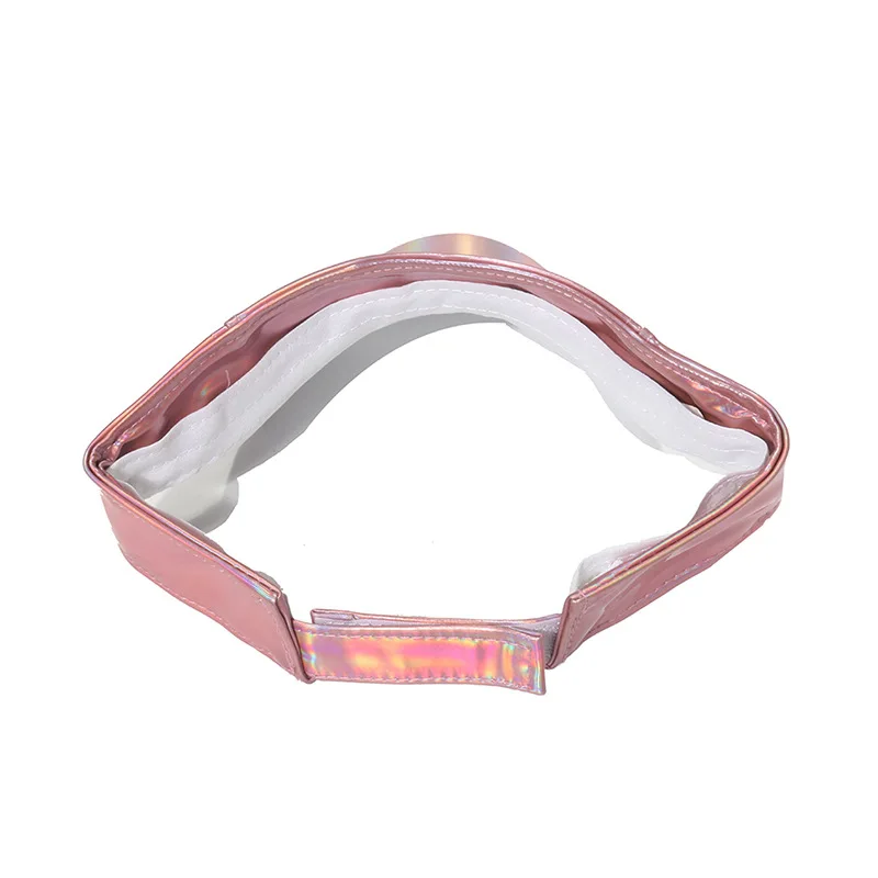 Sun Visor Hats Women Men Holographic PVC Sun Visor Outdoor Sun PU leather  hat traveling visor with hologram colors
