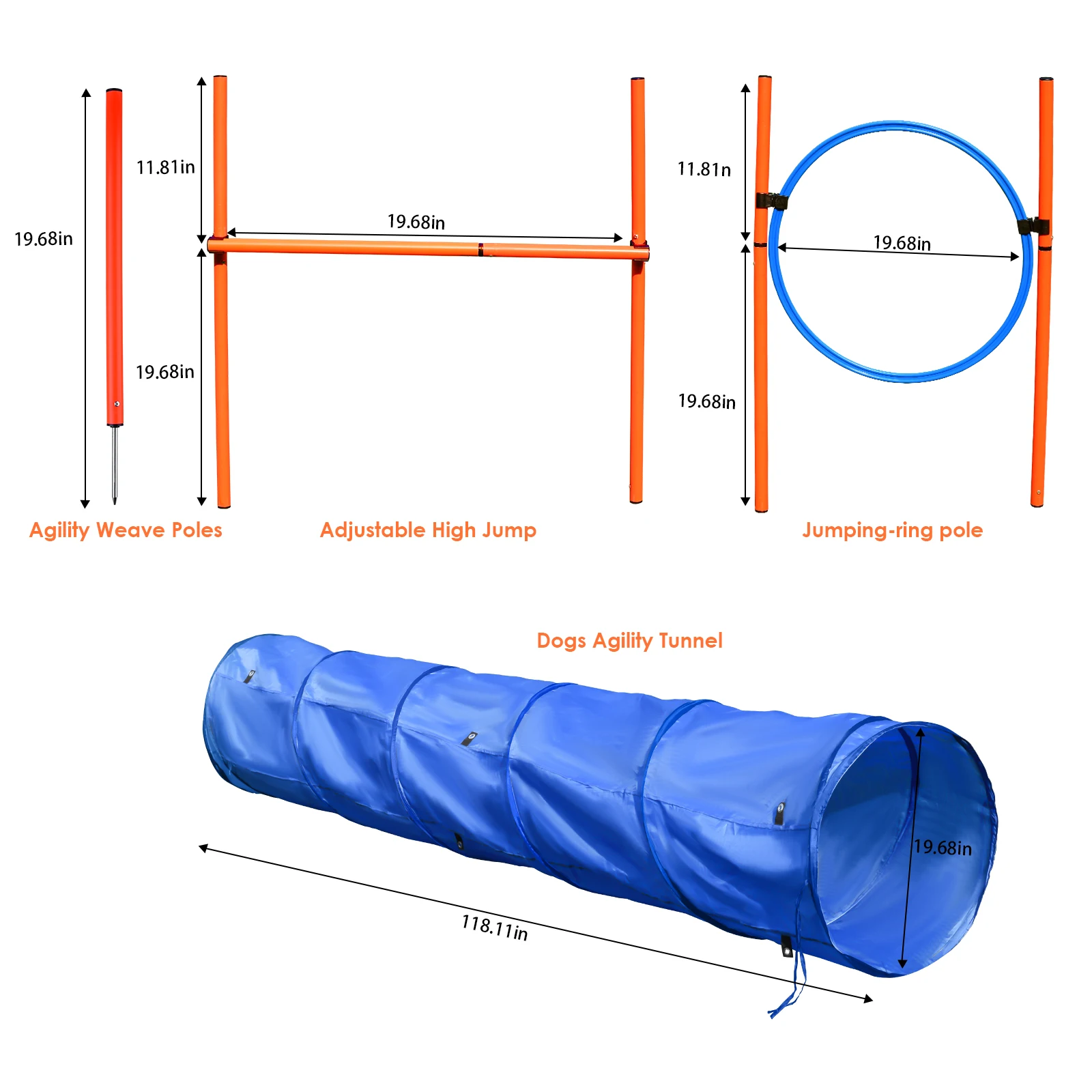 LXY-N411 Dog Agility Training Equipment Tunnel Poles Hurdles Exercise Pet Obstacle Course Agility Pet Training Set