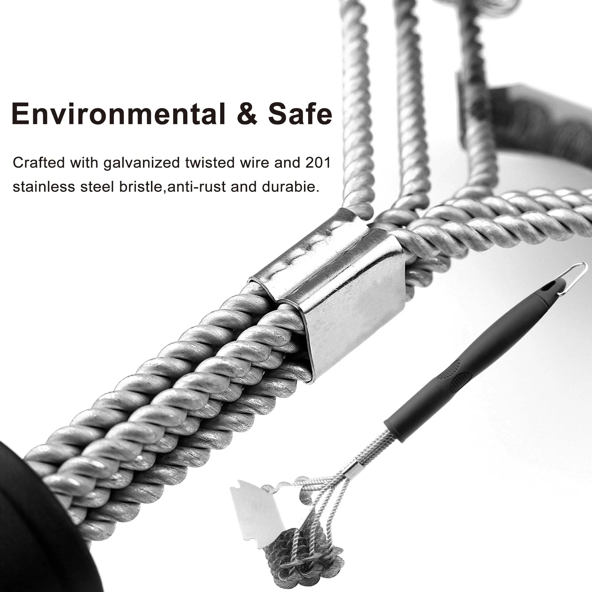Strong Bbq Wire Stainless Steel Cleaning Grill Brush Scraper Tool Barbecue Steel Wire Grilling Bbq Brush Cleaner