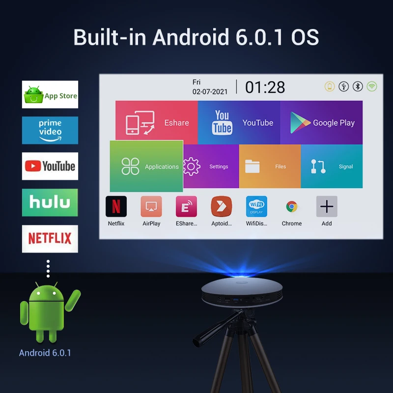 Проектор Hotack D08 3D проектор android Поддержка HD ПК проектор 4k переносные домашние наружные dlp проекторы