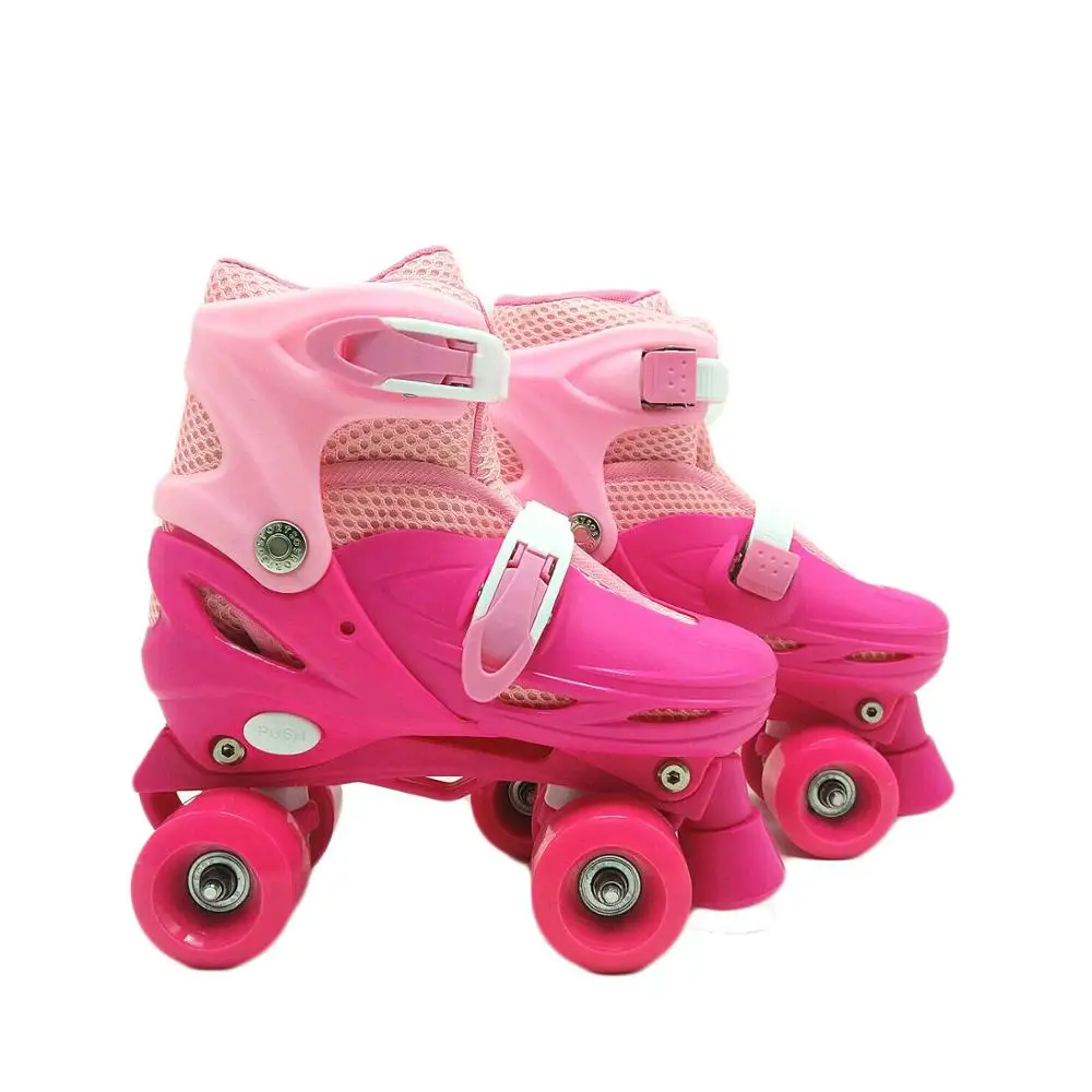 
Wholesale PVC wheel and 4 wheels kids quad roller skating shoes with LED flashing land roller skates for sale 
