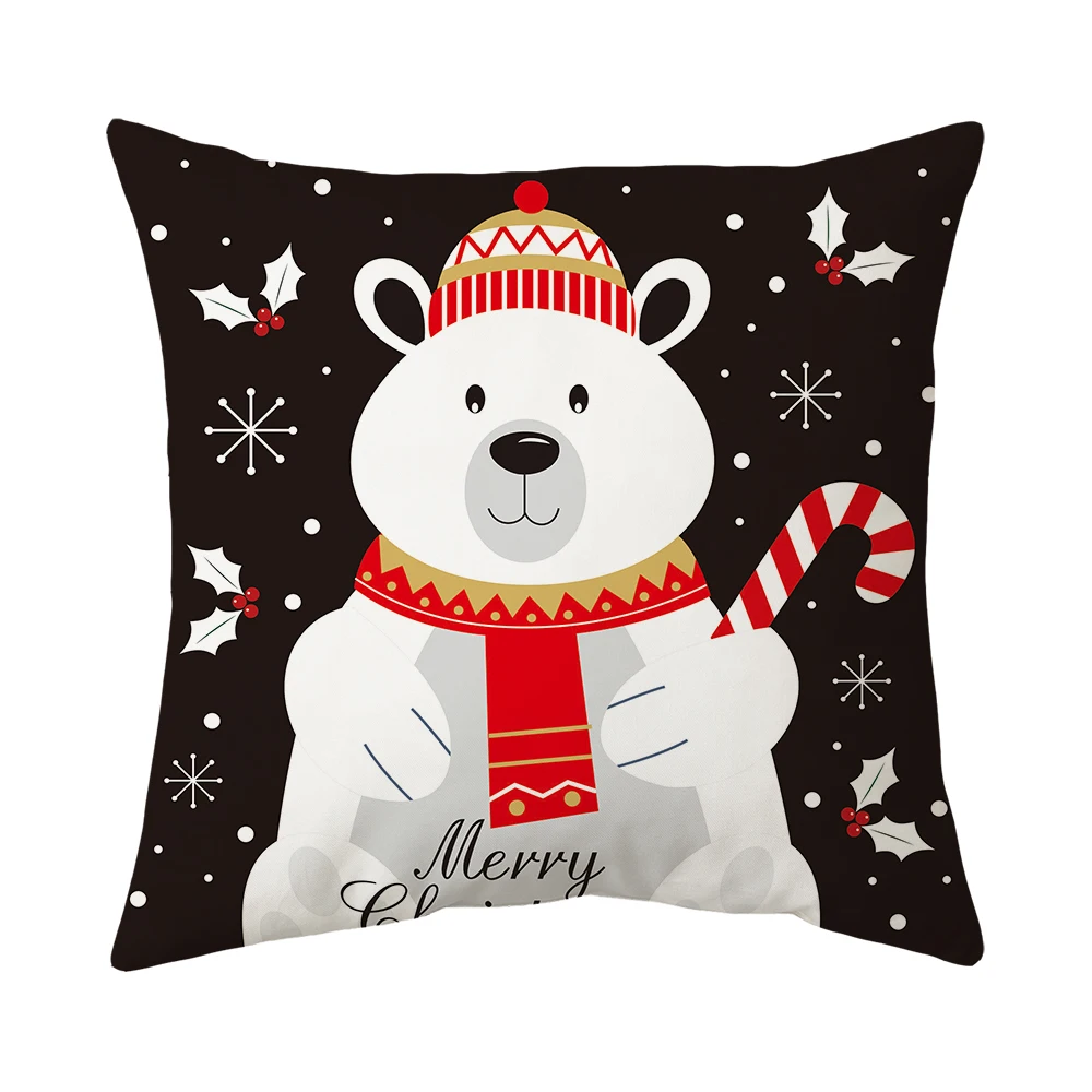 Huiran Cushion Covers Decorative Christmas Linen Pillow Cover Case for Home Cover Christmas Party Decoration