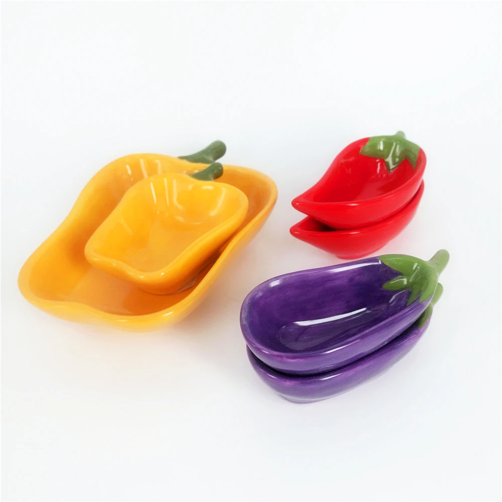 Food grade Lovely small Vegetable Shape serving dish mini Ceramic Sauce Dishes