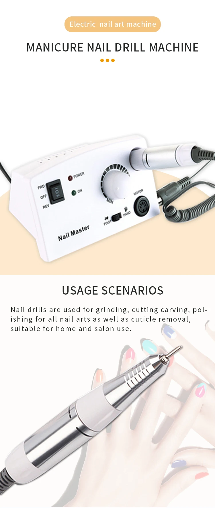 Grinding machine electric nail art drill master motor nail drill polishing manicure pedicure device