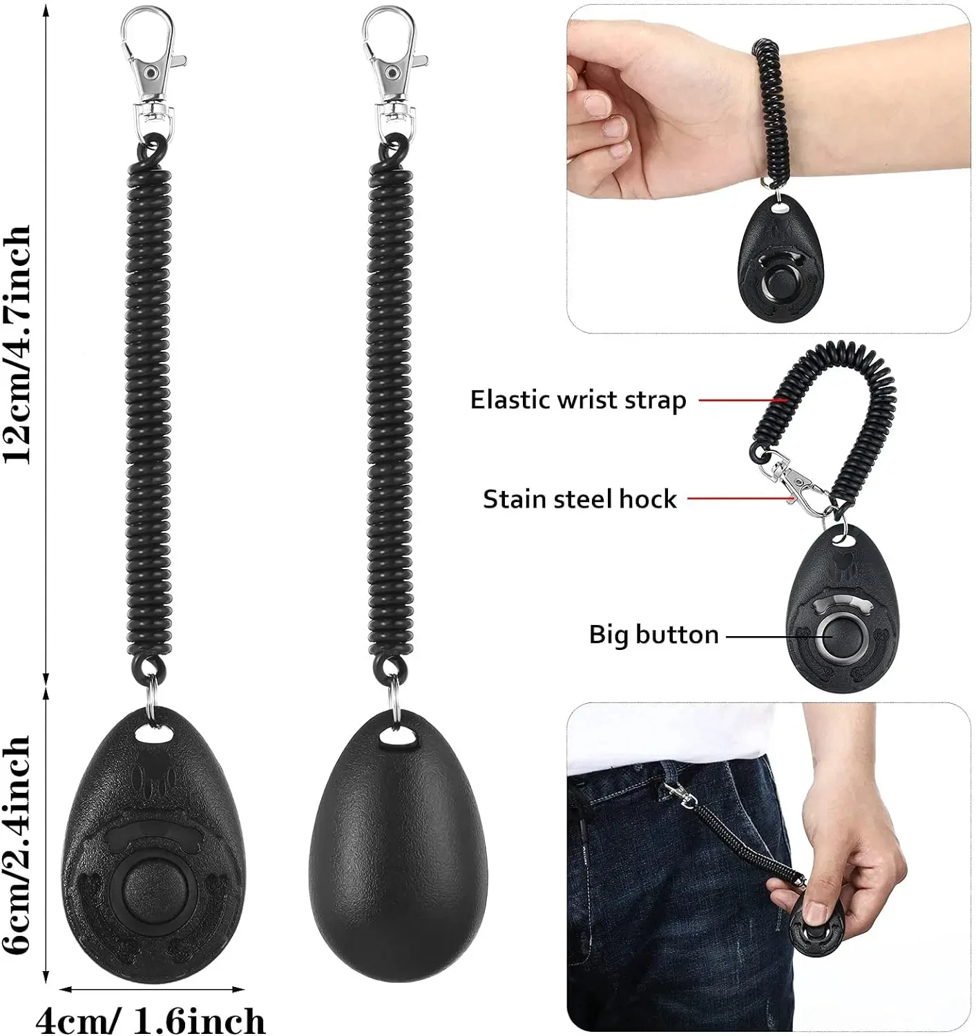 Portable Pet Training Clicker with Adjustable Wrist Strap Dog Correction Instruction Behavioral Clicker