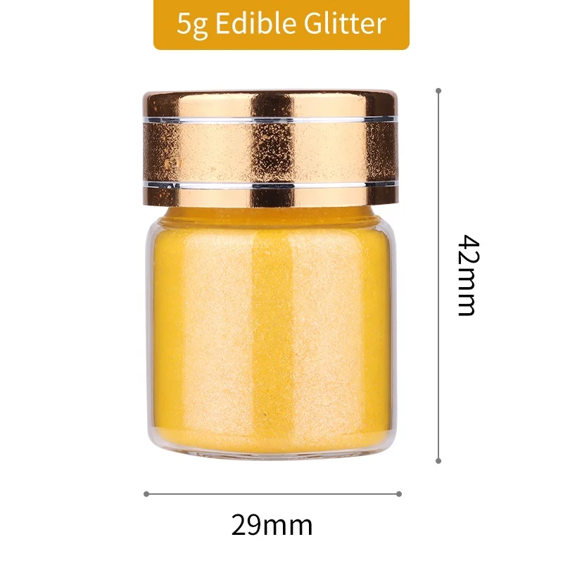 5g Glass Bottle Food Grade Edible Gold Glitter Silver Glitter Powder Dust Glitter Cakes Sprinkles Decoration for Drinks