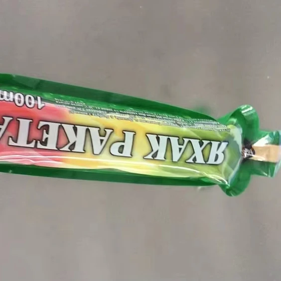 OEM Made Printed Orange Juice ice Lolly Pop Plastic Soft Tube Bag Shape Sealed Injected Laminated Plastic Drink Beverage Pouch