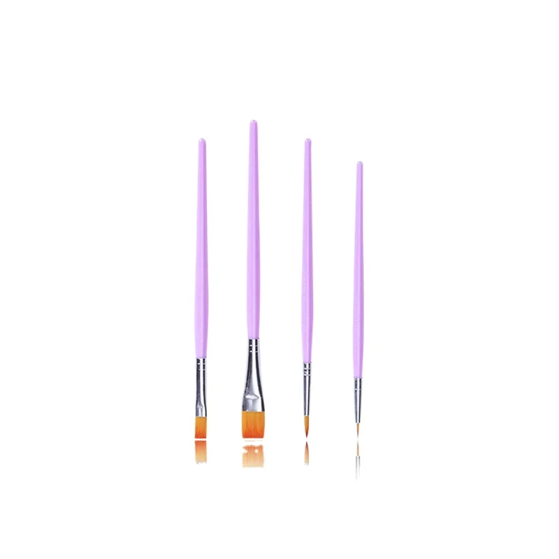 Giorgione High Quality 4 Pcs Plastic Handle Round Flat Synthetic Hair Paintbrushes Set Acrylic Oil Fabric Watercolor Paint