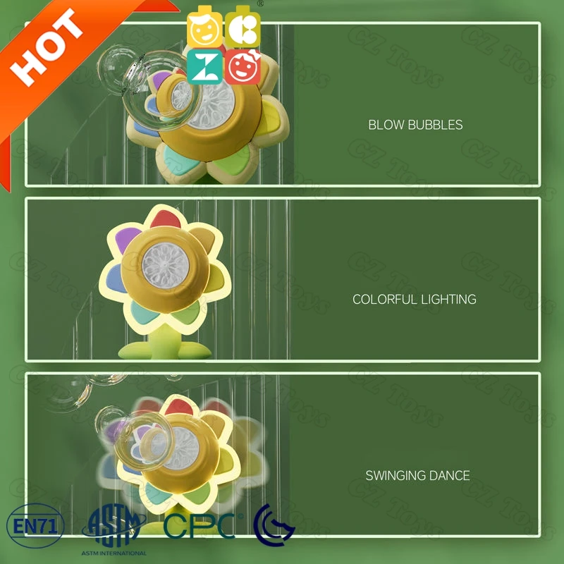 Latest One Style LED Music Swing Sunflower Bubble Machine Electric Automatic Bubble Blower Toy For Kids Outdoor Soap Water Toys
