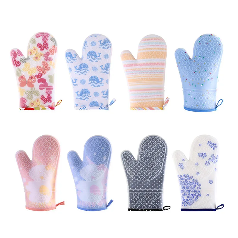 BPA-Free Silicone Extra Long Kitchen Oven Mitt Heat Resistant Double Layer Oven Mitten