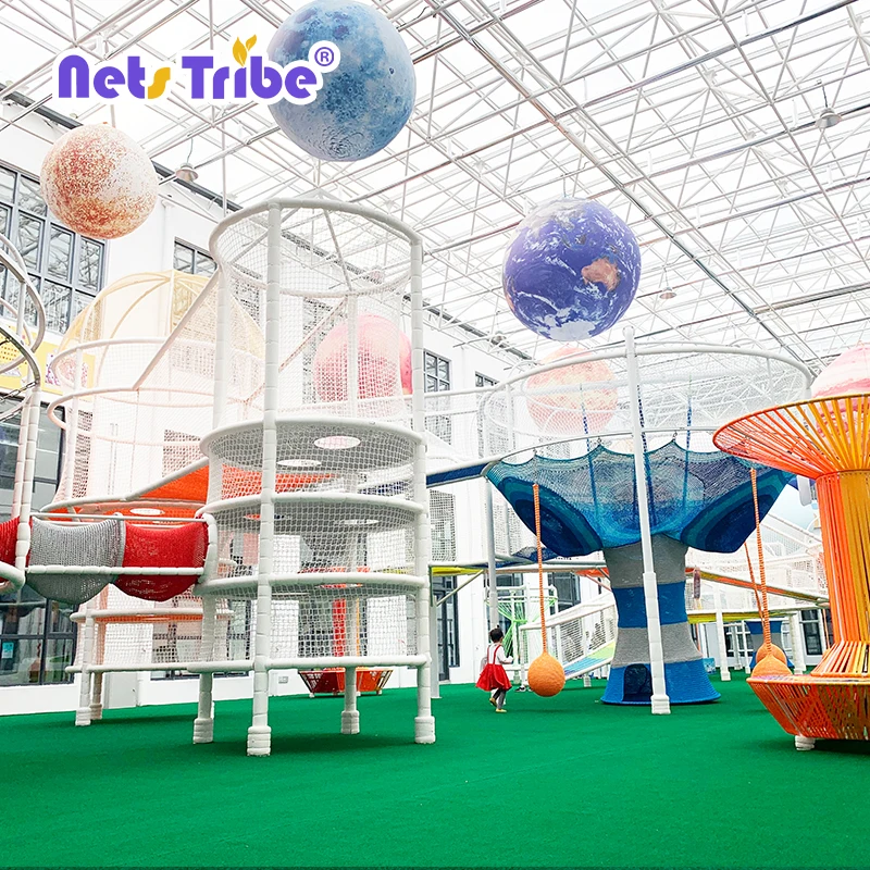 Indoor Soft Play Equipment for Kids Nylon Rope Crocheted Mesh Climbing Nets for Amusement Parks and Play Games
