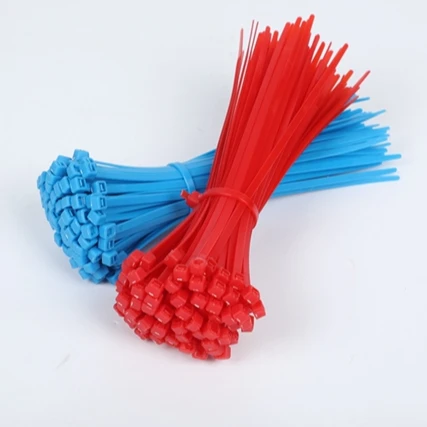 round eco friendly  red and blue nylon cable tie with nail