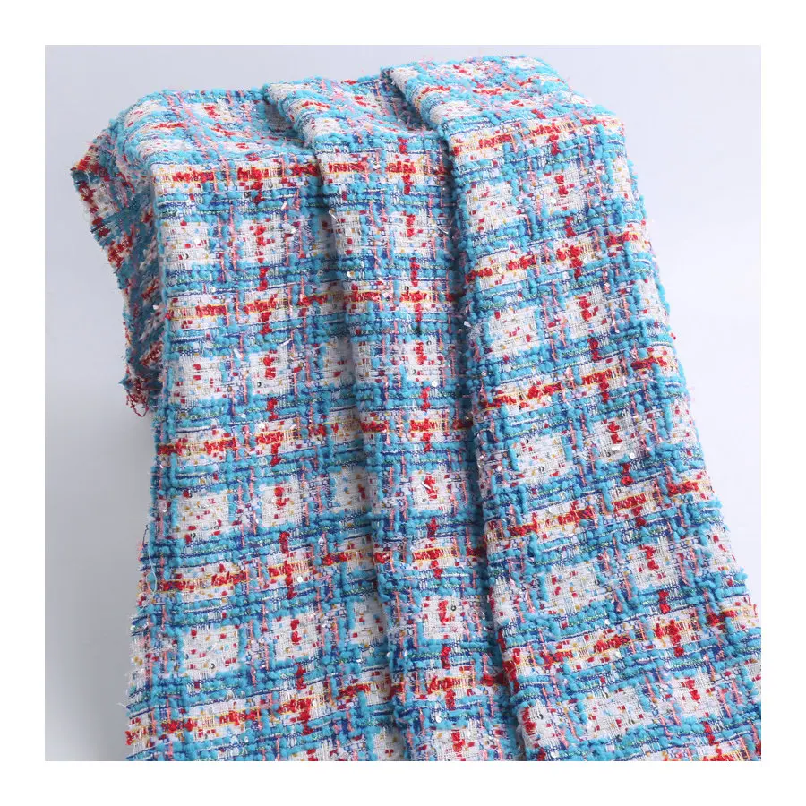 Spot wholesale of gold stripe small fragrant woven fabric woolen cloth