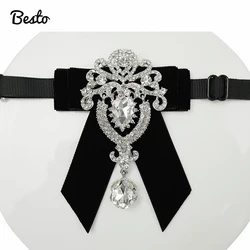 Rhinestones Crystal Bow tie for Men Handmade Velvet Bow ties for Women Diamond Bow Tie for Wedding