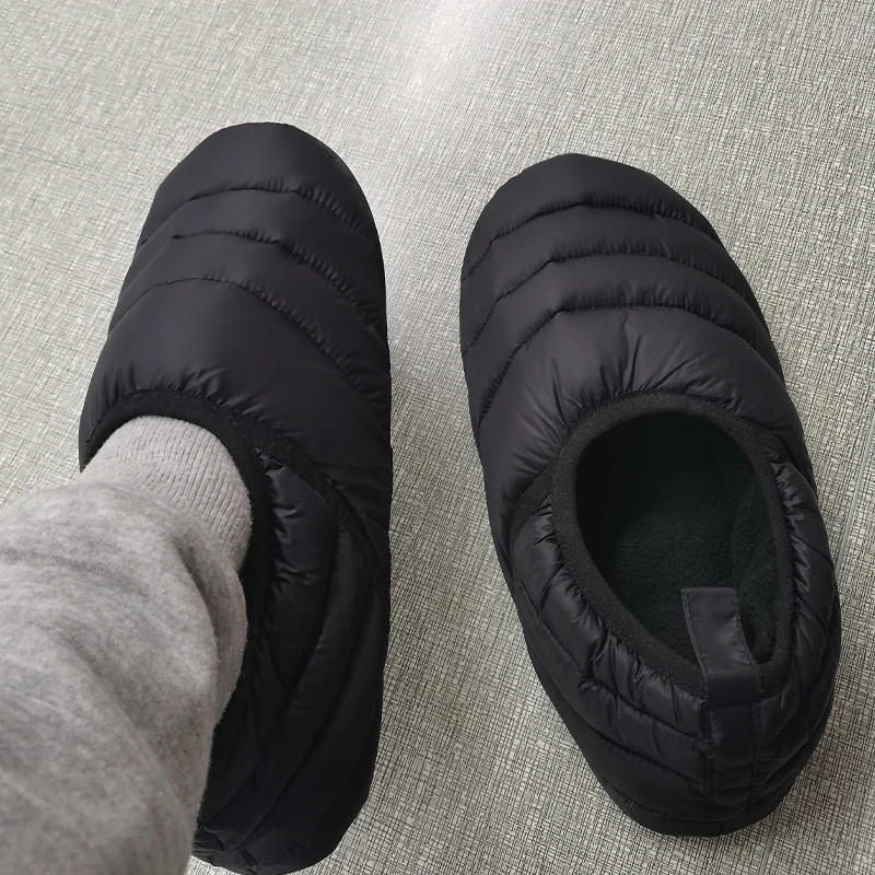 Winter Indoor Ultralight Down Slippers Women Mens Soft Warm Quilted Antiskid Slip-On Down Slippers Shoes