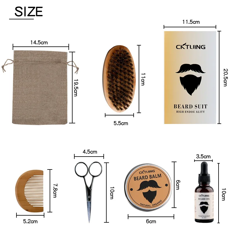 custom logo beard oil kit grooming comb and beard brush set