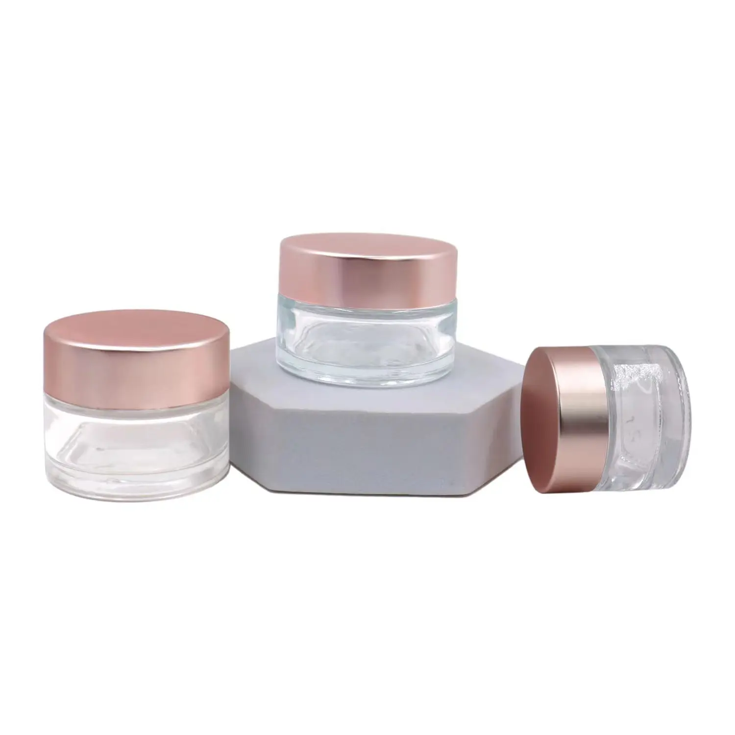 Fancy custom mini 5ml 10ml 15ml clear glass lip balm containers cosmetic cream jars 5g 10g 0.5oz skincare jar with lid