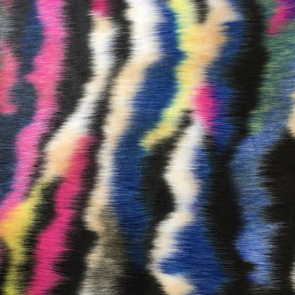 New Design multicolor jacquard long high pile Artificial faux fur fabric for toys home texiles garment