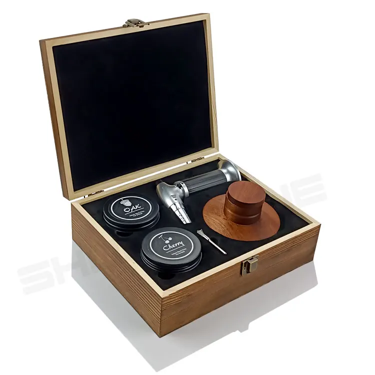 Wooden Infuser Oak Pecan Cherry Wood Chips Bush Whiskey Smoke Infuser Kit Cocktail Whiskey Smoker Gift Birthday Gifts Set For Me