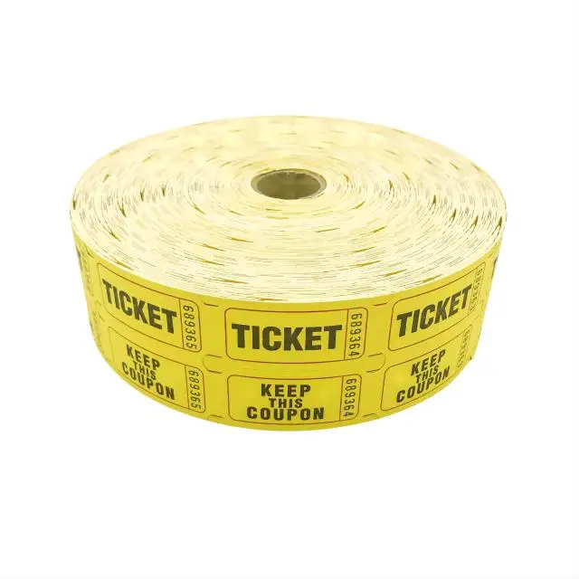 Double Raffle Ticket Roll 2000 Tickets Per Roll,Red, Blue,Green,Yellow