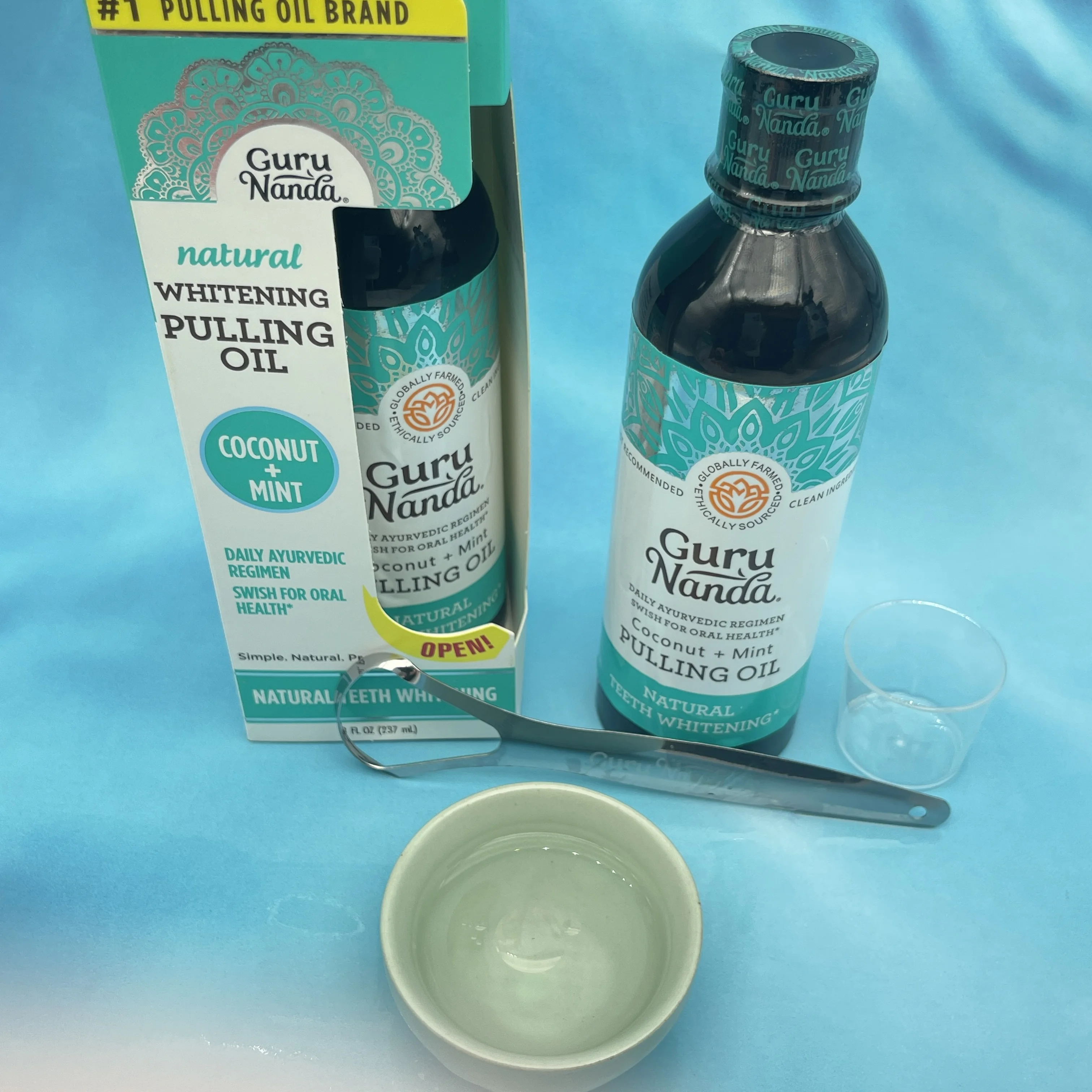 Guru Nanda Pulling Oil for Teeth Whitening Natural Supports Healthy Teeth & Gums & Fresh Breath 3 Years Coconut Oil Mouthwash