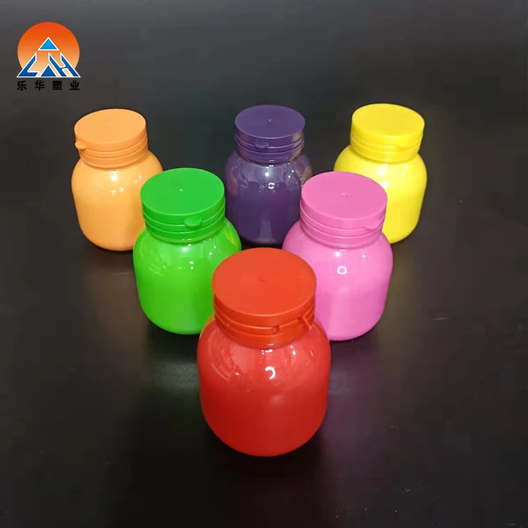 60ml 100ml 150ml Candy color white HDPE PET Pill Capsule Container Chewing Gum Bottle With Tear Cap