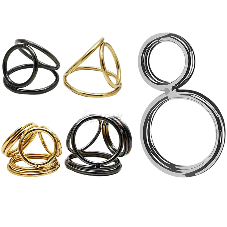 Sexbay Source Factory  Metal lock sperm ring stainless steel scrotal restraint six cock ring 3ring sperm ring S/L For men