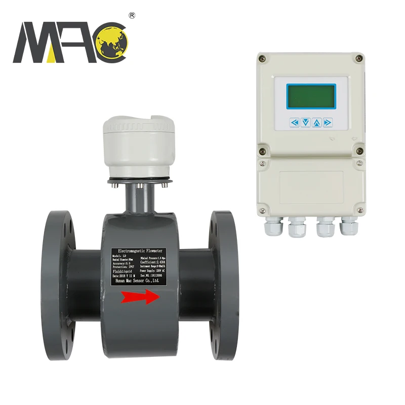 Цифровой расходомер для воды Macsensor rs485, интегрированный тип, электромагнитный расходомер для сточных вод, магнитный расходомер жидкости с кислотой