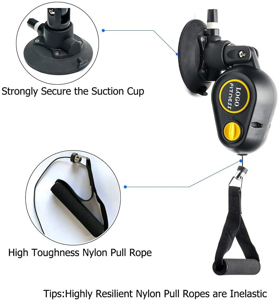 ZJ China Manufacture Adjustable Fitness Rope Trainer Wall Pulley Factory Price Strength Elastic Handle Rope Training Equipment