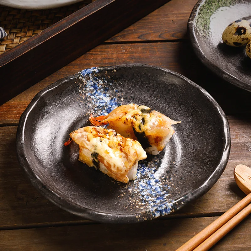 Wholesale Restaurant Tableware Japanese Ceramic Plate Irregular Dinner Plate Home Creative Tableware