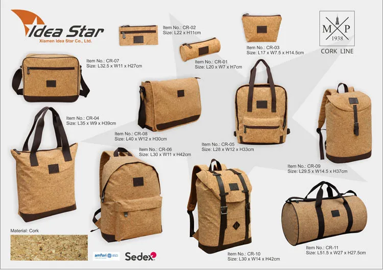Fashion natural Cork recycle material made leisure sport backpack
