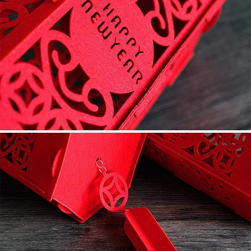 Red Lantern Ornaments Spring Festival New Year Supplies Home Outdoor Felt Palace Lantern Decoration