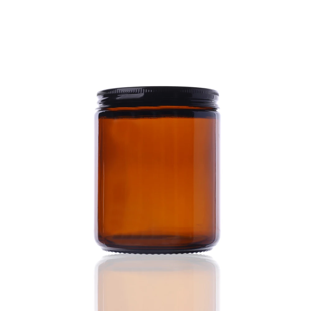 Glass Bottle Custom Color 8oz 250ml Straight Sided Luxury Empty Glass Candle Jar With Lids For Glass Candle Packaging