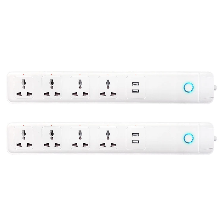  Most Popular Many 10A Tuya Wifi Smart Power Strip German Plug 4 AC Outlets and 2 USB Ports Universal Extension