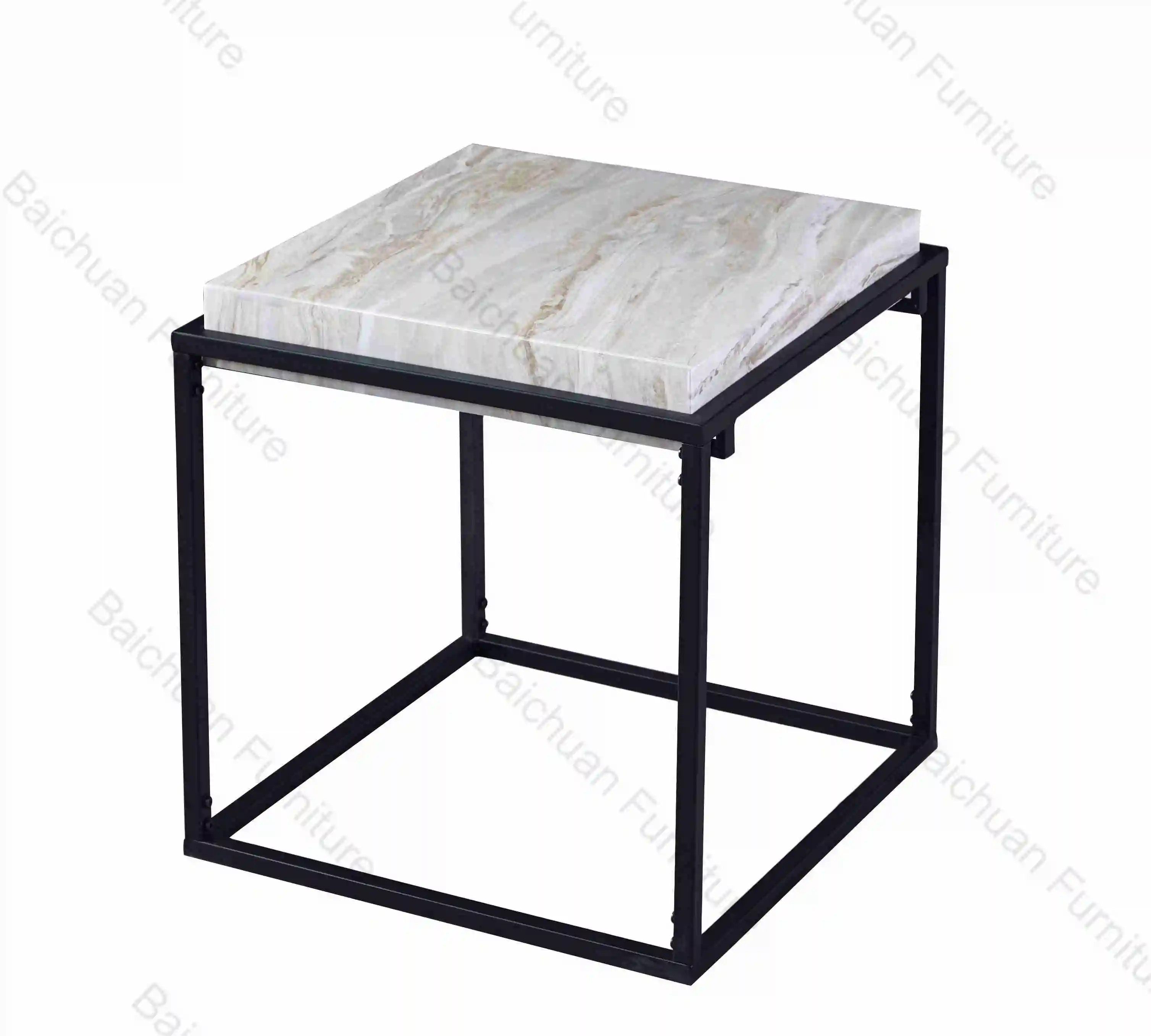 2024 modern luxury living room furniture end table with stainless steel and MDF square top coffee table for home decor